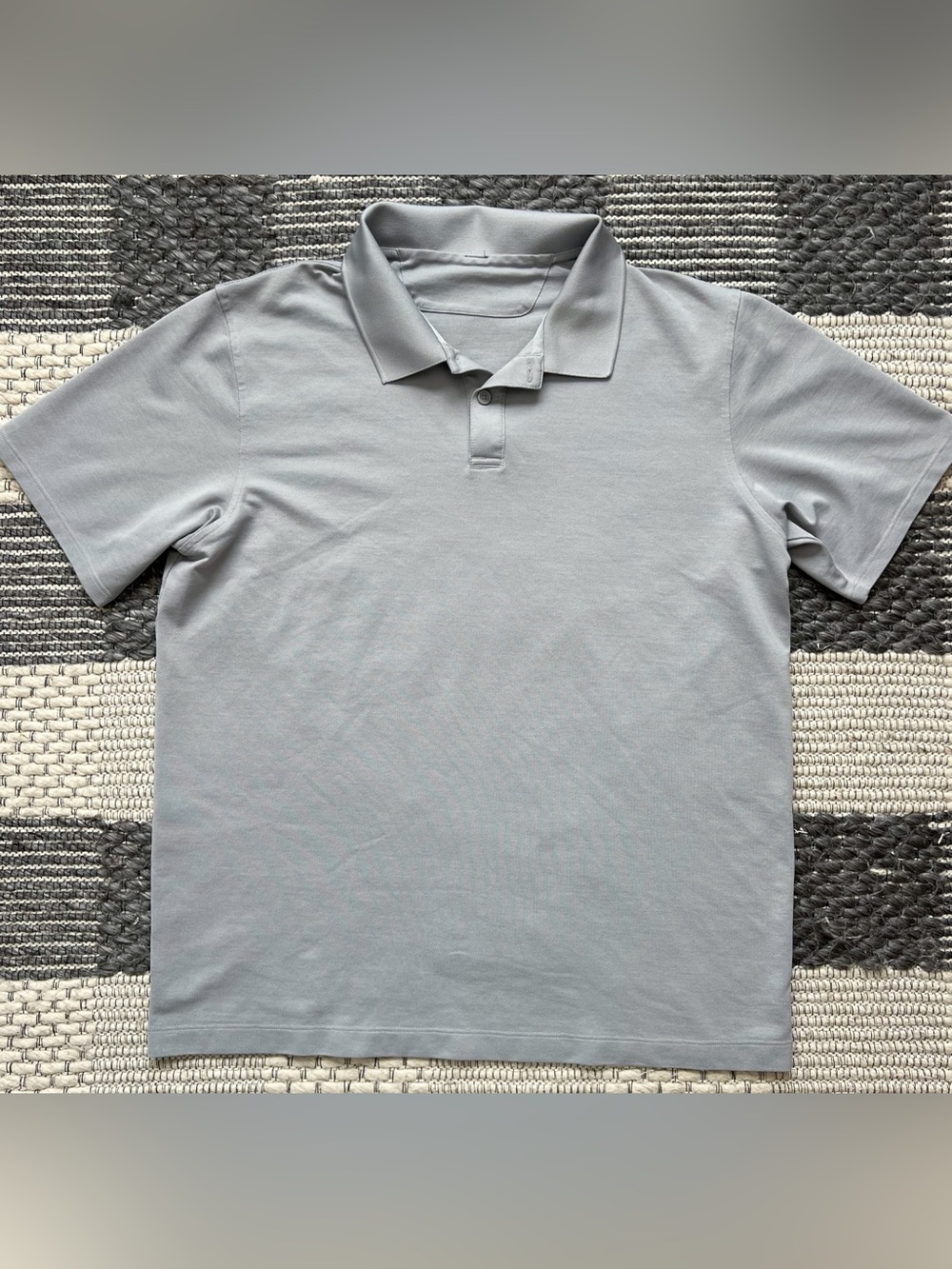 Lululemon Gray Cotton Pique Short-Sleeve Polo Shirt Large See Measurements